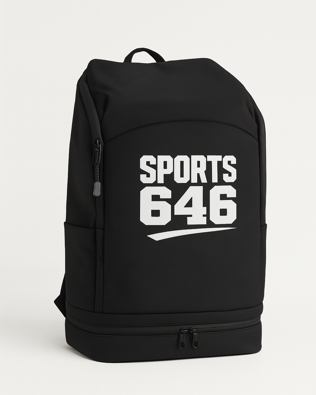 Black backpack with 'SPORTS 646'