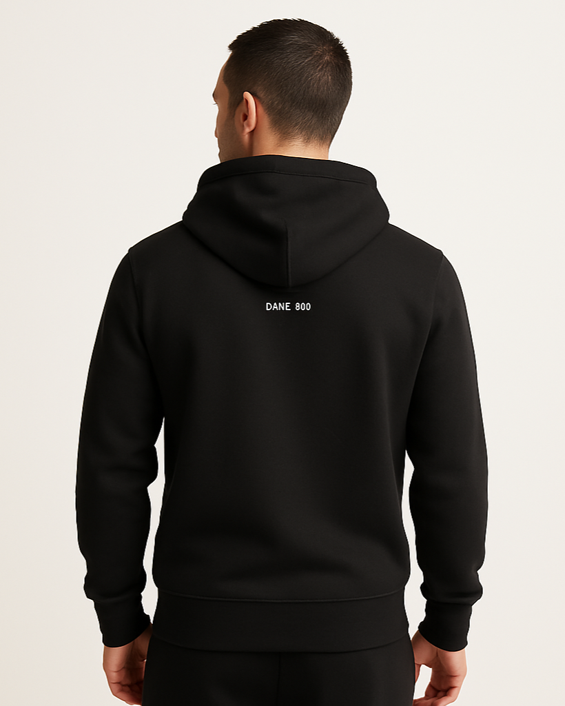 Person wearing a black hoodie 