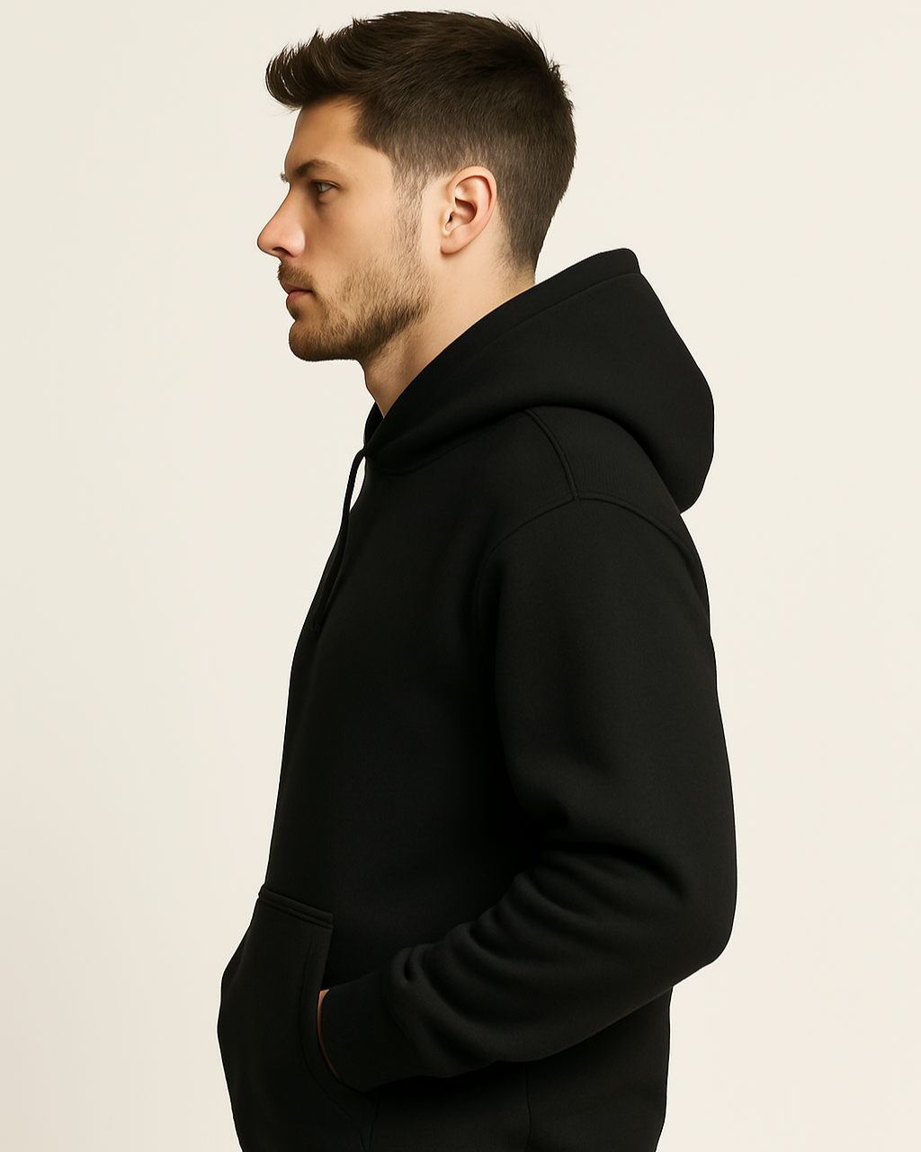 Man wearing a black hoodie 