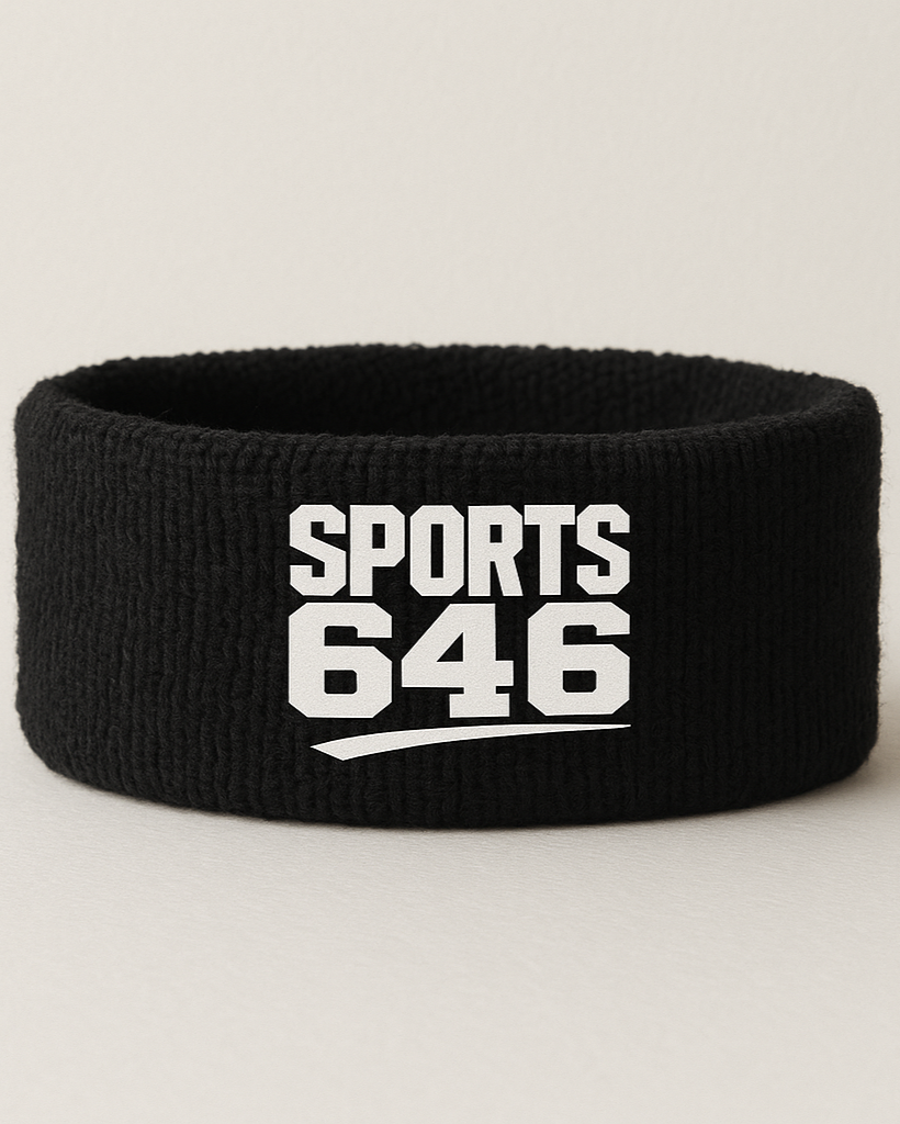 Black headband with 'SPORTS 646' 